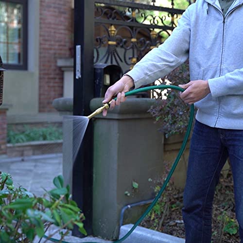 FUNJEE Outdoor Garden Hose for Lawns, Flexible and Durable, No Leaking, Solid Brass Fitting for Household (Green, 15FT)