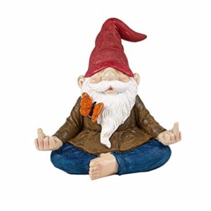 large meditating zen garden gnome statue figurine – middle finger angry namaste, nomb statue decor ornament for flowers lawn, patio & yard art, sculpture 9.5″ tall (naughty meditating)