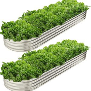 sunny cosy 9' x 3' Metal Oval Raised Garden Bed Planter (2 PK)