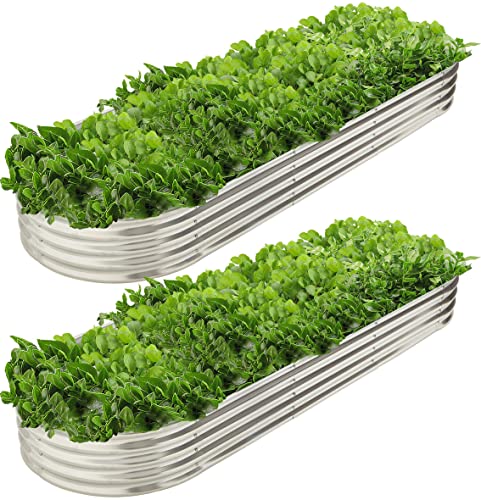 sunny cosy 9' x 3' Metal Oval Raised Garden Bed Planter (2 PK)