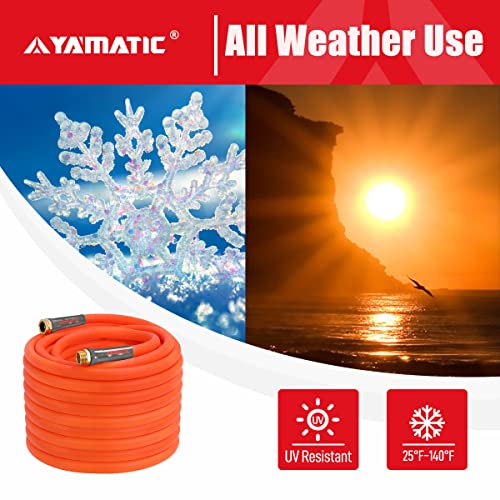 YAMATIC Heavy Duty Garden Hose 5/8 in x 30 ft, Super Flexible Water Hose, All-Weather, Lightweight, Burst 600 PSI