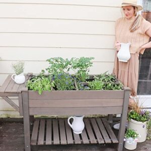 Aivituvin Raised Garden Bed, Elevated Plant Boxes Outdoor Large with Grow Grid - with Large Storage Shelf 52.7" x 22" x 30"