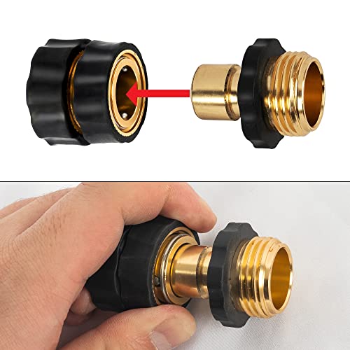 Uptotop 3/4 Inch Garden Hose Quick Connector, 4 Set Male and Female Quick Connect Garden Hose Fittings