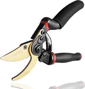 gonicc 8.5″ professional rotating bypass titanium coated pruning shears(gpps-1014), secateurs, scissors, pruners with heavy duty sk5 blade. soft cushion grip handle for everyone.