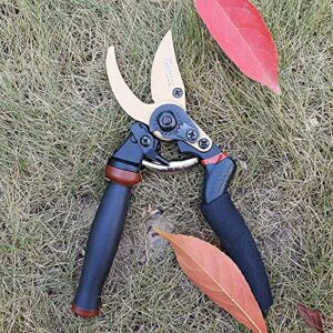 gonicc 8.5" Professional Rotating Bypass Titanium Coated Pruning Shears(GPPS-1014), Secateurs, Scissors, Pruners with Heavy Duty SK5 Blade. Soft Cushion Grip Handle for Everyone.