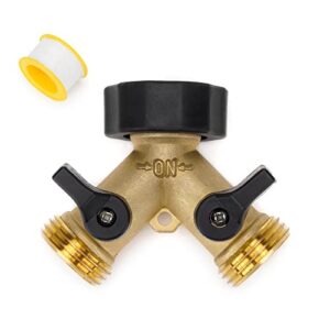 stanbroil garden hose adapter with 2 valves, 3/4 inch heavy duty brass y connector tap splitter