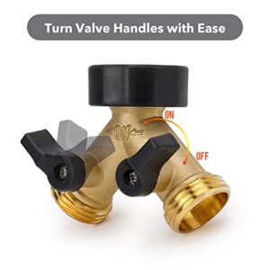 Stanbroil Garden Hose Adapter with 2 Valves, 3/4 Inch Heavy Duty Brass Y Connector Tap Splitter