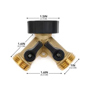 Stanbroil Garden Hose Adapter with 2 Valves, 3/4 Inch Heavy Duty Brass Y Connector Tap Splitter