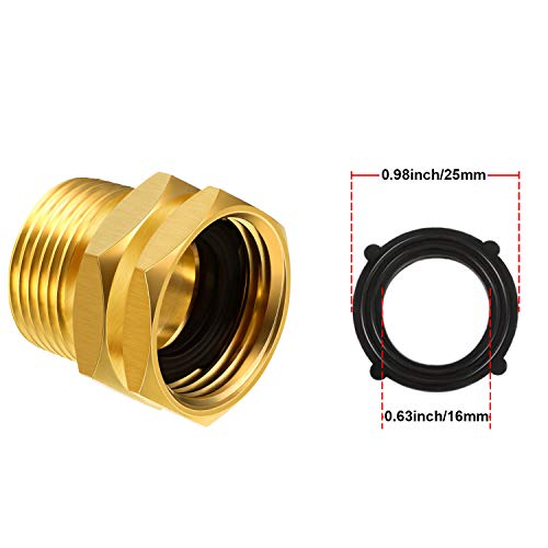 3 Packs 3/4 Inch GHT Female to NPT Male Connector, GHT to NPT Adapter Brass Garden Hose Connector Adapter Fitting to Pipe Fittings Connect with 6 Packs Extra Rubber Washer (3/4 Inch NPT Male)