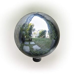 Alpine Corporation GLB292SL Gazing Globe, 10" L x 10" W x 12" H, Silver