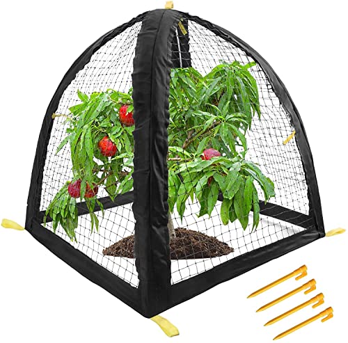 Large Pest Guard Cover-35 x35 x 39 Inch Pest Guard Tent with Stakes-Garden Plants Cloche Tent for Protect Plants Vegetables Fruits Shrubs from Squirrel Bird Eating (L)