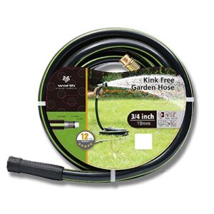 worth garden non kinking 3/4 in. x 50 ft. no leak,heavy duty durable pvc long water hose with brass hose fittings, household and commercial use,male to female fittings,12 years warranty,h165b00