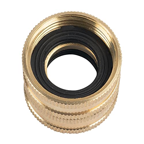 Hourleey Garden Hose Adapter, 3/4 Inch Solid Brass Hose Connectors, 2 Pack Hose Connector with 2 Extra Washers (Female to Female)