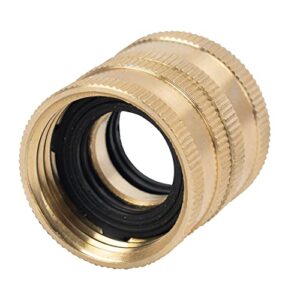 Hourleey Garden Hose Adapter, 3/4 Inch Solid Brass Hose Connectors, 2 Pack Hose Connector with 2 Extra Washers (Female to Female)