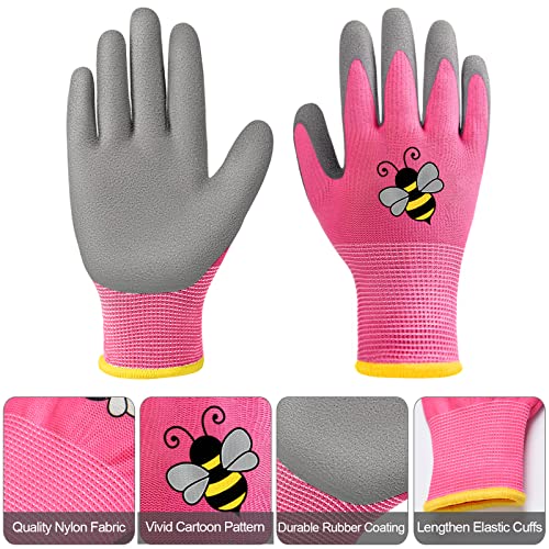 12 Pairs Kids Gardening Gloves Children Yard Work Glove Rubber Coated Garden Gloves for Girls Boys Toddlers Youth Outdoor (Medium (Age 6-8))