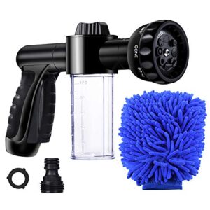 evilto garden hose nozzle, high pressure hose spray nozzle 8 way spray pattern one-touch sprayer for watering plants, lawn, patio, car wash, cleaning，showering pet