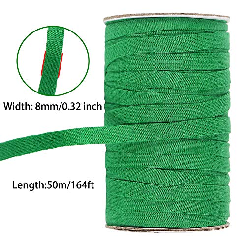 Garden Tree Tie, 164 Feet 8mm Soft Durable Green Plant Twine Stretchy Tree Supports Biodegradable for Tomato Plants, Climbing Roses and Vines Organizing