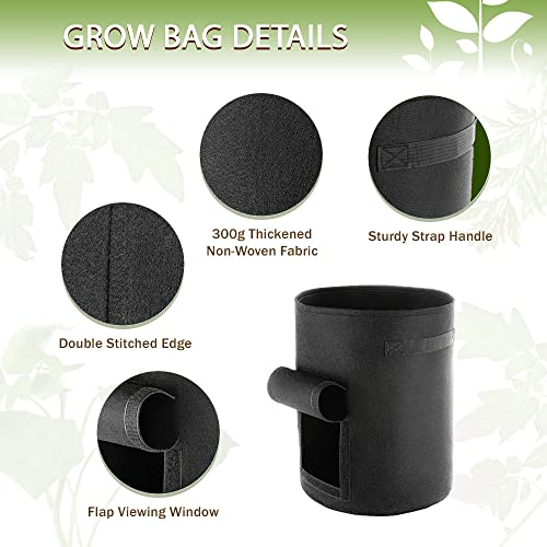 PIC N PAC GROWERS Potato Grow Bags 10 Gallon with Flap Window -Portable Garden Bags to Grow Vegetables & Fruit - Our Grow Bags are Made from a 300g Sturdy, Thick Non-Woven Fabric - 3 Pack