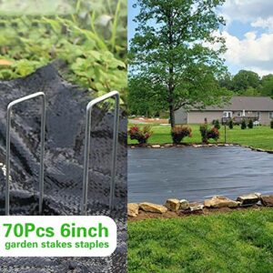 Bakulyor 50 Pcs Landscape Staples, 8 Inch 9 Gauge Garden Stakes, Galvanized U-Shaped Ground Pins, Heavy-Duty Yard Stake for Gardening Weed Barrier Fabric, Sod Decorations Fence and Irrigation Tubing