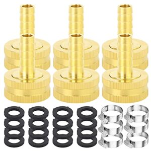 ergaoboy 6 pcs 3/8 barb to 3/4 female ght thread swivel brass garden hose pipe connector with clamps,fit for garden hose repair