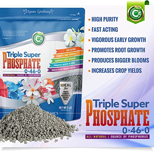 Triple Super Phosphate 0-46-0 Fertilizer Made in USA - Bloom Booster - TSP Pure Phosphorus Plant Food for Indoor/Outdoor Plants and Organic Gardens - Fruit, Vegetables, Holistic Herbs, Trees & More!