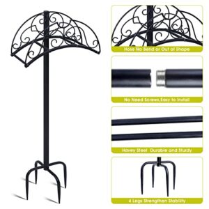 Seashpea Hose Hanger Stand Freestanding - Metal Garden Hose Holder, Heavy Duty Water Hose Stand, Detachable Hose Hanger, Ground Hose Rack Organizer for Patio Lawn, Outside Yard