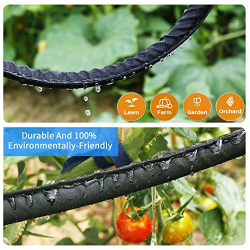 Hlinker Flat Soaker Hose, 1/2" 25Ft 2Packs Linkable Consistent Drip Irrigation Hose Save 80% Water, Leakproof Heavy Duty Double Layer Sprinkler Hose for Garden Bed Vegetable