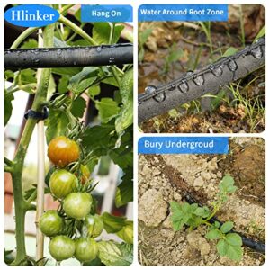 Hlinker Flat Soaker Hose, 1/2" 25Ft 2Packs Linkable Consistent Drip Irrigation Hose Save 80% Water, Leakproof Heavy Duty Double Layer Sprinkler Hose for Garden Bed Vegetable