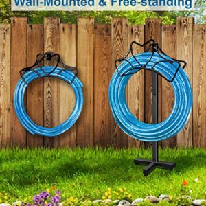 Artigarden Outdoor Garden Freestanding Hose Holder Stand, Heavy Duty Metal Water Pipe Storage Rack Stake for Backyard, Black