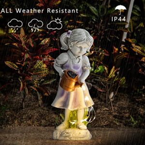 Histoacryl Fairy Garden Statues Outdoor Decor, Angel Figurines with Solar Lights Waterproof Resin Yard Art Sculpture Decoration for Patio, Lawn, Balcony, Mother's Day, Housewarming Gift