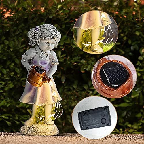 Histoacryl Fairy Garden Statues Outdoor Decor, Angel Figurines with Solar Lights Waterproof Resin Yard Art Sculpture Decoration for Patio, Lawn, Balcony, Mother's Day, Housewarming Gift