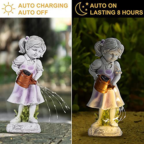 Histoacryl Fairy Garden Statues Outdoor Decor, Angel Figurines with Solar Lights Waterproof Resin Yard Art Sculpture Decoration for Patio, Lawn, Balcony, Mother's Day, Housewarming Gift