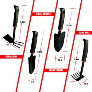 CGT Gardening Hand Tools Set, 5 Piece Refined Iron Garden Work Kit with Non-Slip Ergonomic Handle for Digging Planting, Outdoor Gardening Gifts for Women and Men