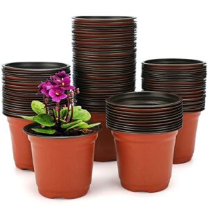 kinglake 100 pcs 4″ plastic plants nursery pot/pots seedlings flower plant container seed starting pots
