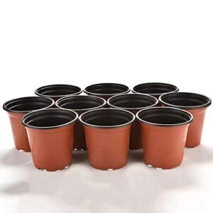 KINGLAKE 100 Pcs 4" Plastic Plants Nursery Pot/Pots Seedlings Flower Plant Container Seed Starting Pots