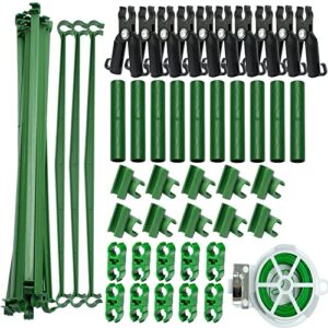 garden stakes connectors 53pcs plant trellis connector clips kit for 0.43in dia rods plant stakes connecting joints for tomato cage garden trellis climbing plant support frame(53,11mm)