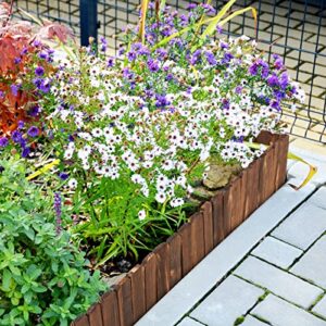 Garden Wooden Fence - Wood Garden Edging Border Anti-Corrosive Wood Landscape Border Edging with a Pair of Gloves for Gardens Lawns Balconies Courtyards Planting Fences - 7.9in × 3.9ft