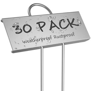 startostar 30-pack metal plant labels weatherproof garden markers,height 10.6”, label area 3.5”x 1.2” reusable nursery tags for vegetables herb flower seed greenhouse – zinc