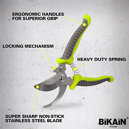 Bikain Bypass Pruning Shears with Silicon Sheath - Multi-Purpose Gardening Scissors Ideal for Floral Shears, Plant Trimming, and General Maintenance