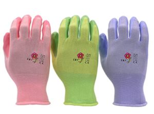 6 pairs women gardening gloves with micro-foam coating – garden gloves texture grip – working gloves for weeding, digging, raking and pruning, large, assorted color