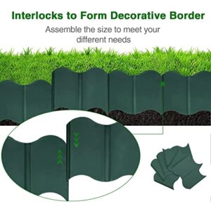 EEOCWF Garden Edging Border, Garden Landscape Edging Borders, 20pcs Plastic Garden Fence Edging, Interlocking Landscaping Edging, Flexible Lawn Edging Flower Bed Border, for Outdoor Patio Pathway