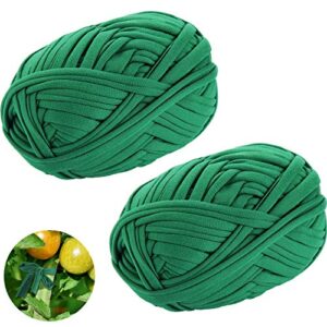 bbto 30 meter/ 98 feet green garden twine garden plant tie tree tie stretchy plant support tie for garden office and home cable organizing, craft supplies(2 rolls)