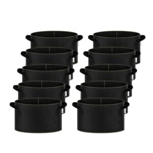 ipower 10 gallon 10-pcs thickened grow bag nonwoven fabric pots with handles heavy duty aeration container for garden and planting vegetable flowers, black with green stitch sewing