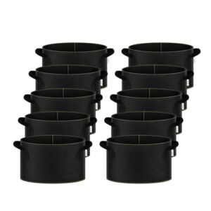 iPower 10 Gallon 10-PCS Thickened Grow Bag Nonwoven Fabric Pots with Handles Heavy Duty Aeration Container for Garden and Planting Vegetable Flowers, Black with Green Stitch Sewing