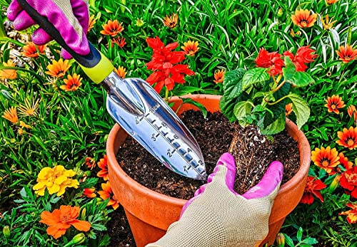 Edward Tools Gardening Hand Tools 3 Piece Set - Heavy Duty Garden Trowel, Transplanter, Hand Rake - Ergo Grip Handle - Bend-Proof & Rust-Proof Design - Cultivator, Garden Hand Shovel