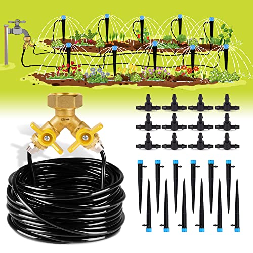 HIRALIY 49.2FT Drip Irrigation Kit, Garden Watering System, 8x5mm Blank Distribution Tubing DIY Automatic Irrigation Equipment Set for Outdoor Plants, Micro Drip Irrigation Kit for Greenhouse Flower, Bed Patio, Lawn