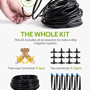 HIRALIY 49.2FT Drip Irrigation Kit, Garden Watering System, 8x5mm Blank Distribution Tubing DIY Automatic Irrigation Equipment Set for Outdoor Plants, Micro Drip Irrigation Kit for Greenhouse Flower, Bed Patio, Lawn