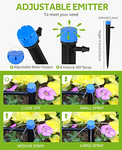 HIRALIY 49.2FT Drip Irrigation Kit, Garden Watering System, 8x5mm Blank Distribution Tubing DIY Automatic Irrigation Equipment Set for Outdoor Plants, Micro Drip Irrigation Kit for Greenhouse Flower, Bed Patio, Lawn