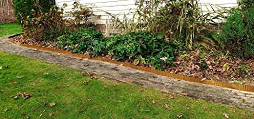 Corrugated Garden Edging (4in W x 10ft L, Rusted)