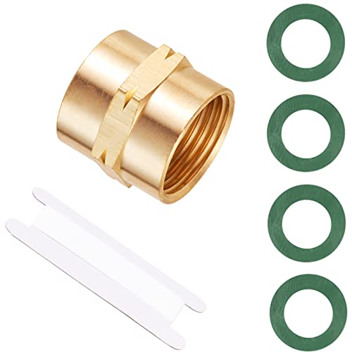 ZKZX Solid Brass Garden Hose Connector 3/4 Inch GHT Double Female Garden Hose Fittings Female to Female Hose Adapter (1)